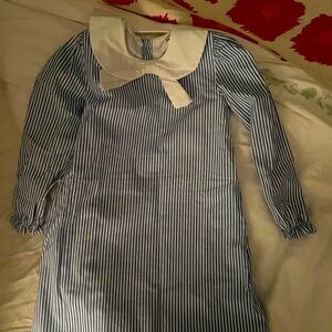Never worn- Stitchy Fish blue & white stripe dress with collar